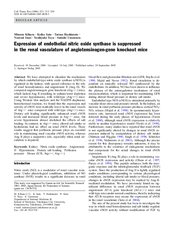 (PDF) Expression of endothelial nitric oxide synthase is suppressed in ...