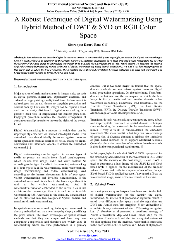 (PDF) A Robust Technique of Digital Watermarking Using Hybrid Method of ...