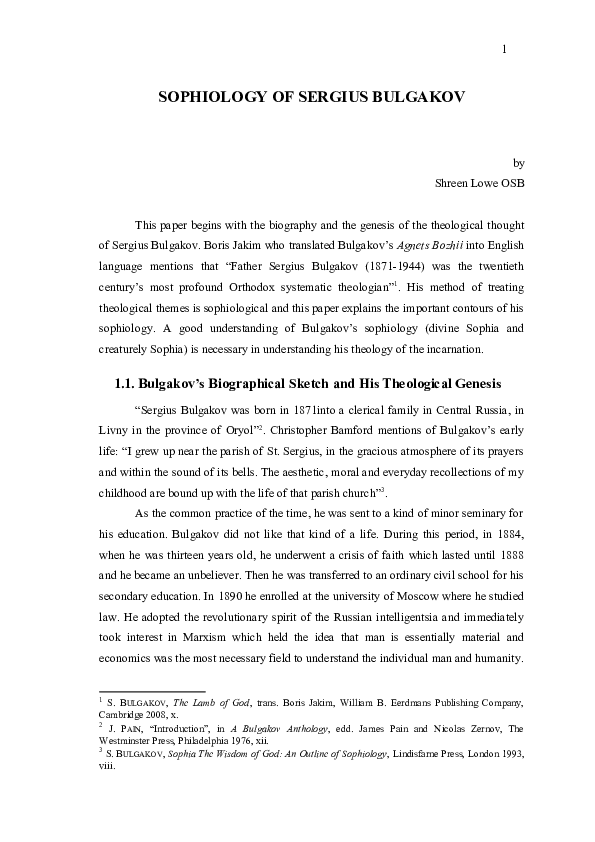 (DOC) SOPHIOLOGY OF SERGIUS BULGAKOV shreen Lowe Academia.edu