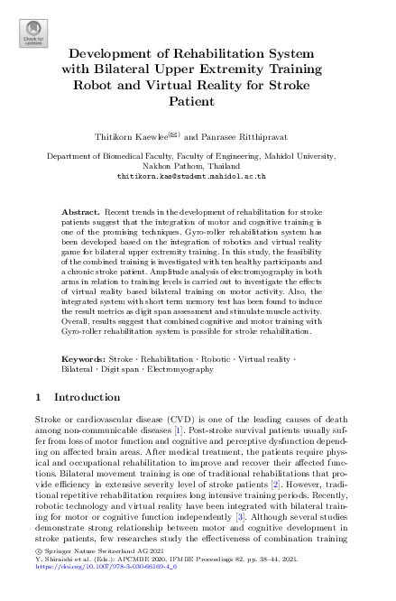 (PDF) Development of Rehabilitation System with Bilateral Upper ...