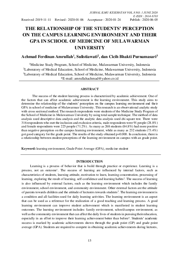 (PDF) The Relationship of the Students’ Perception on the Campus ...