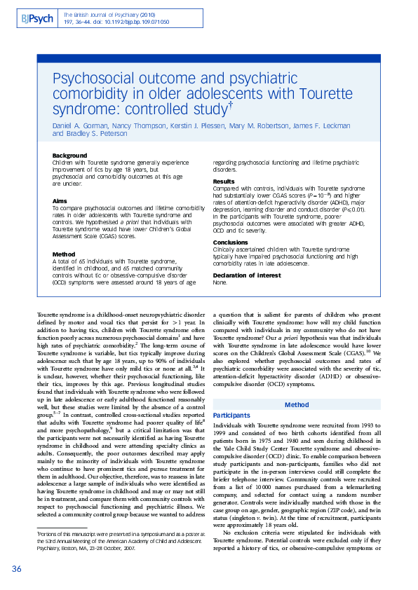 (PDF) Psychosocial outcome and psychiatric comorbidity in older ...
