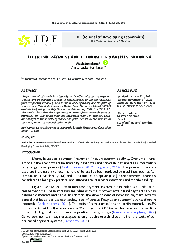 (PDF) ELECTRONIC PAYMENT AND ECONOMIC GROWTH IN INDONESIA