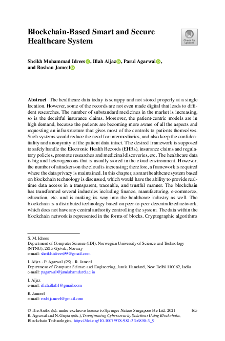 (PDF) Blockchain-Based Smart and Secure Healthcare System