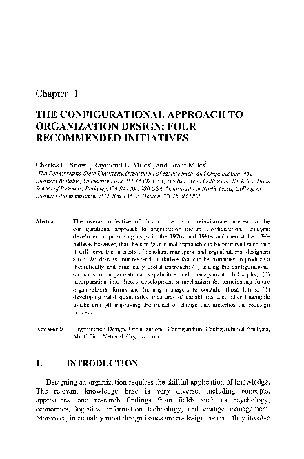 (PDF) The Configurational Approach to Organization Design: Four ...