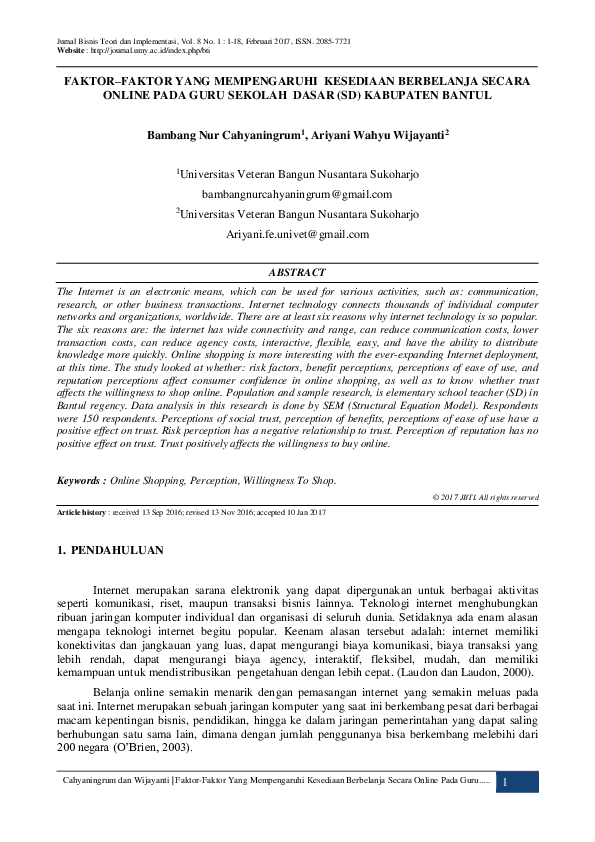 (PDF) Faktor–Faktor Yang Mempengaruhi Kesediaan Berbelanja Secara