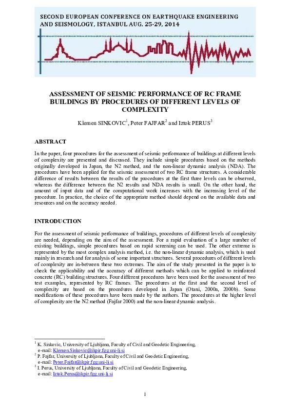 (PDF) Assessment of Seismic Performance of RC Frame Buildings by ...