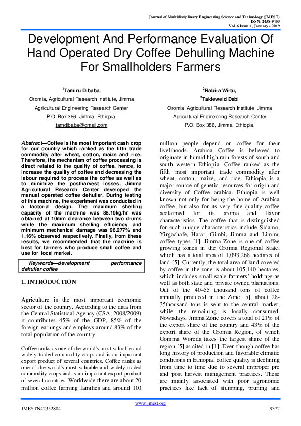 (PDF) Development And Performance Evaluation Of Hand Operated Dry ...