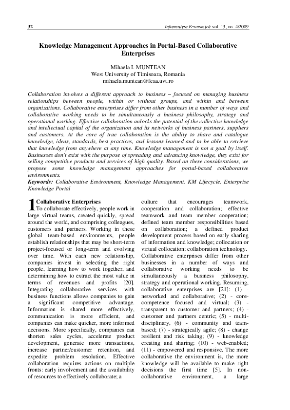(PDF) Knowledge Management Approaches in Portal-Based Collaborative ...