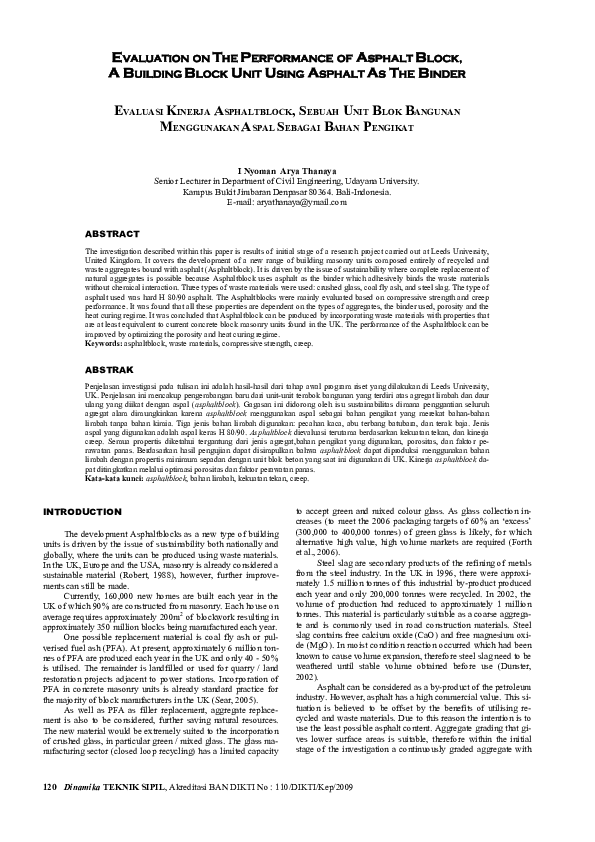 (PDF) Evaluation on the Performance of Asphalt Block, a Building Block ...