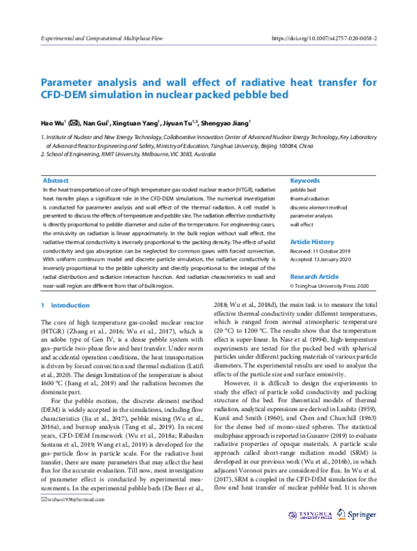 (PDF) Parameter analysis and wall effect of radiative heat transfer for ...