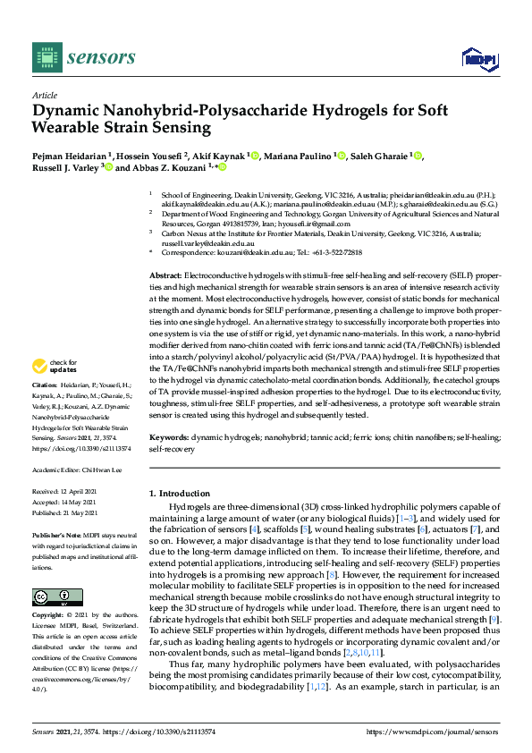 (PDF) Dynamic Nanohybrid-Polysaccharide Hydrogels for Soft Wearable ...