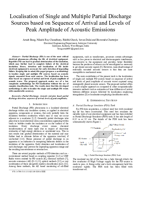 (PDF) Localisation of single and multiple partial discharge sources ...