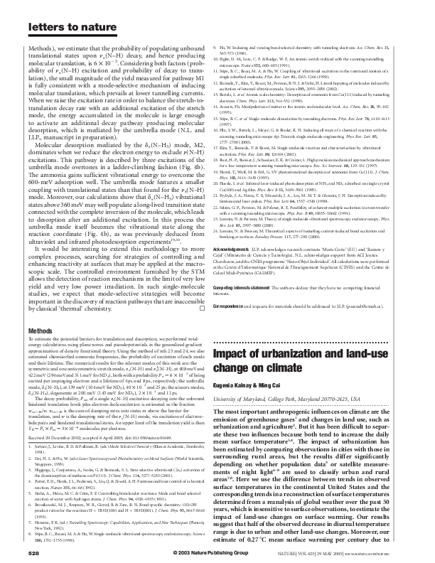 (PDF) Impact of urbanization and land-use change on climate
