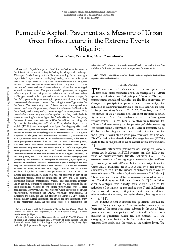 (PDF) Permeable Asphalt Pavement as a Measure of Urban Green ...