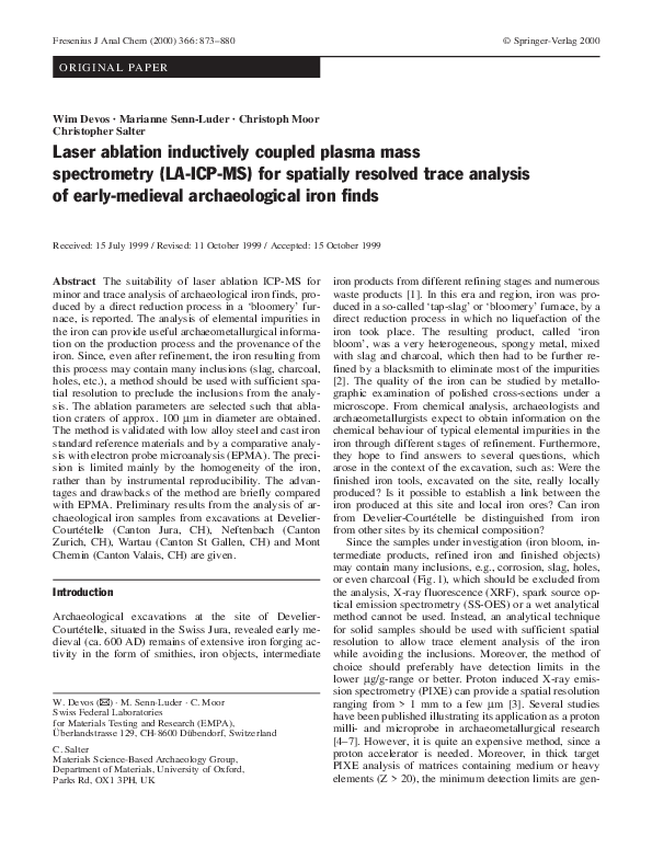(PDF) Laser ablation inductively coupled plasma mass spectrometry (LA