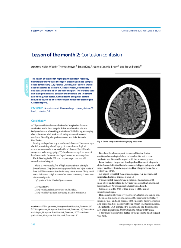 (PDF) Lesson of the month 2: Contusion confusion