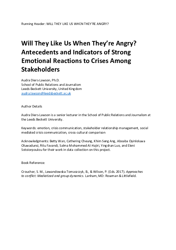 (PDF) Antecedents and Indicators of Strong Emotional Reactions to ...