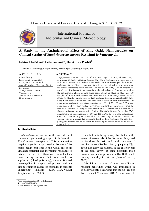 (PDF) A Study on the Antimicrobial Effect of Zinc Oxide Nanoparticles ...