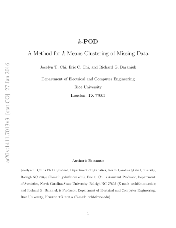 (PDF) k -POD A Method for k -Means Clustering of Missing Data