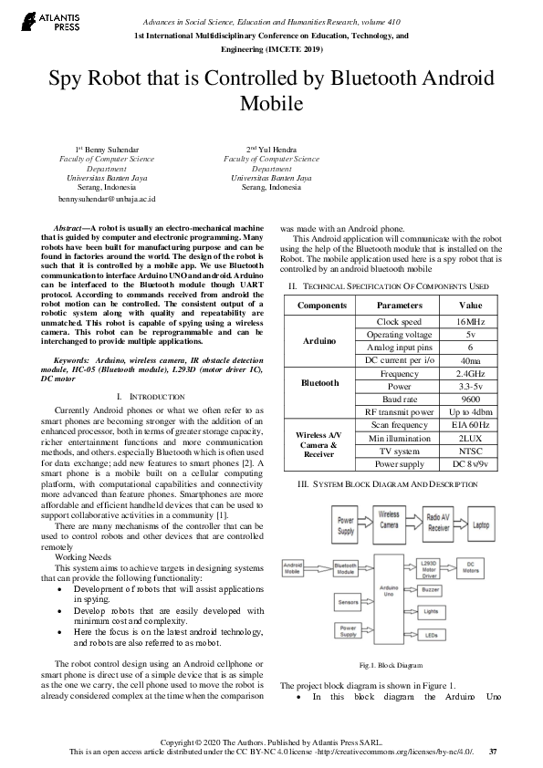 (PDF) Spy Robot that is Controlled by Bluetooth Android Mobile