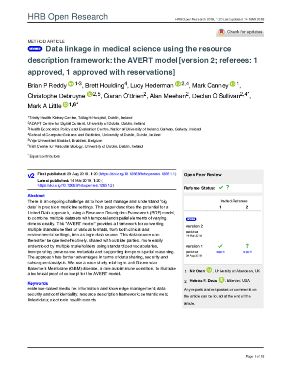 (PDF) Data linkage in medical science using the resource description ...