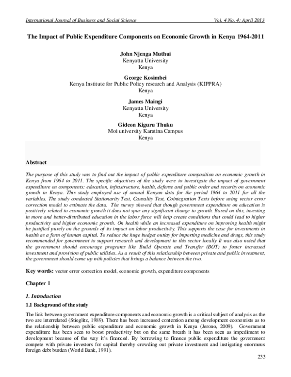 (PDF) The Impact of Public Expenditure Components on Economic Growth in ...