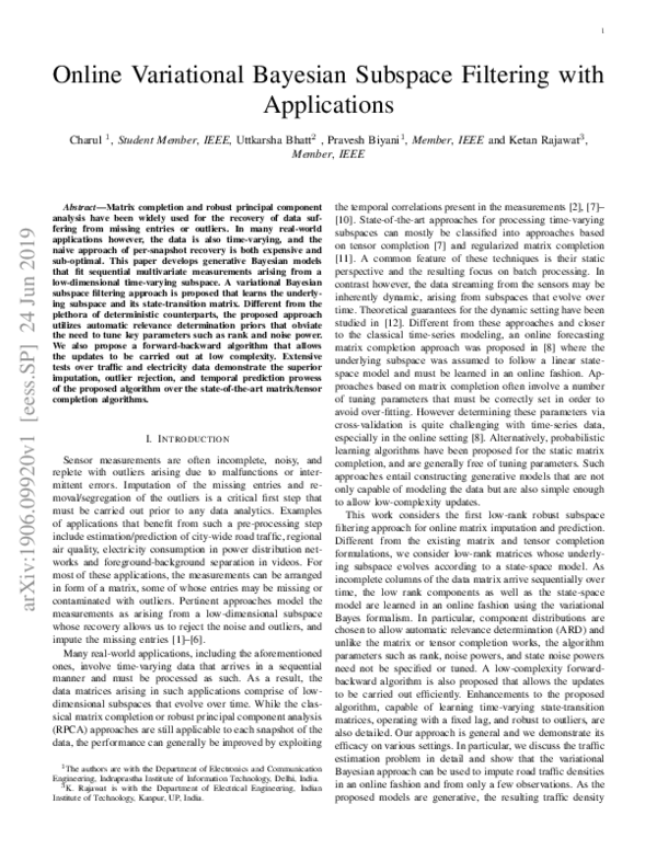 (PDF) Online Variational Bayesian Subspace Filtering