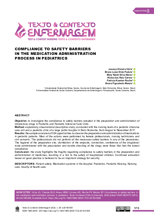 (PDF) Compliance to Safety Barriers in the Medication Administration ...