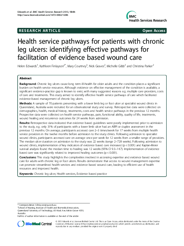 (PDF) Health service pathways for patients with chronic leg ulcers ...