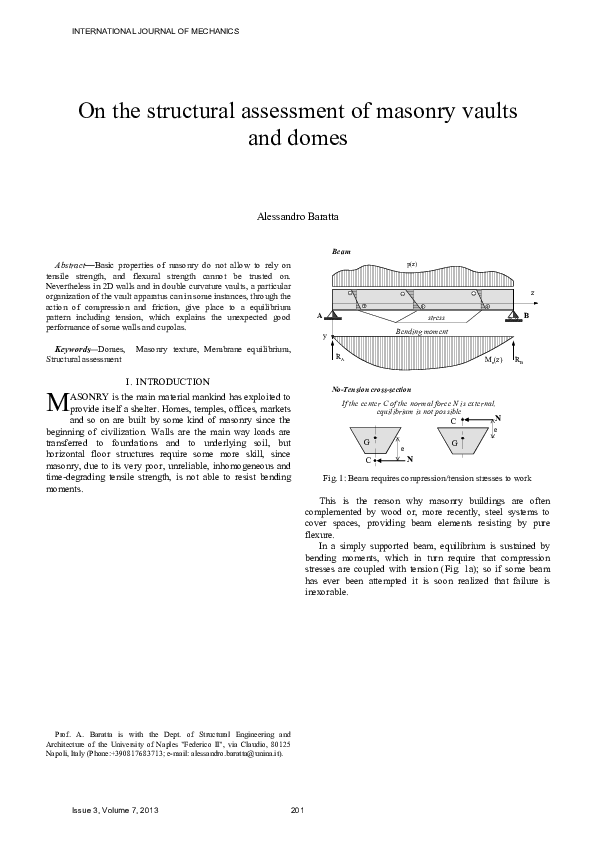(PDF) On the structural assessment of masonry vaults and domes