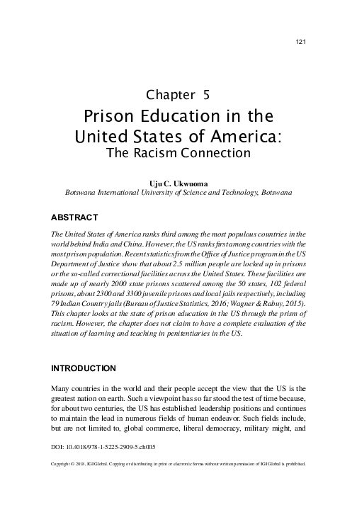 (PDF) Prison Education in the United States of America: The Racism ...