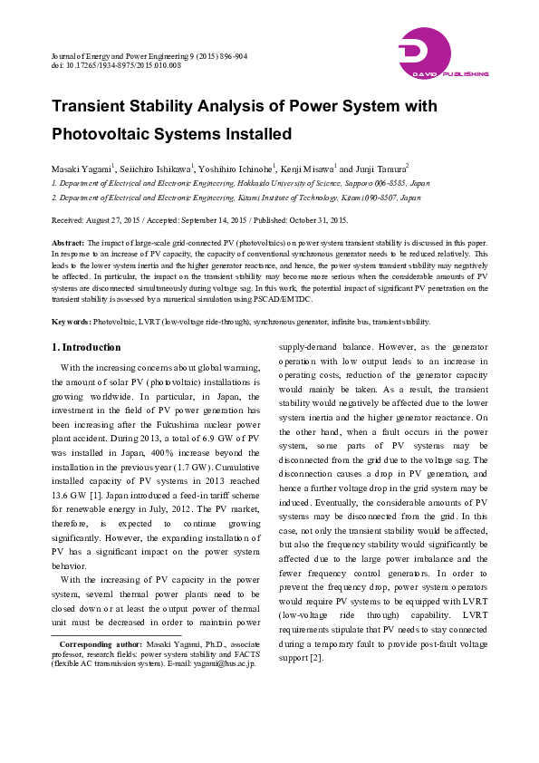 (PDF) Transient stability analysis of a power system with one generator ...
