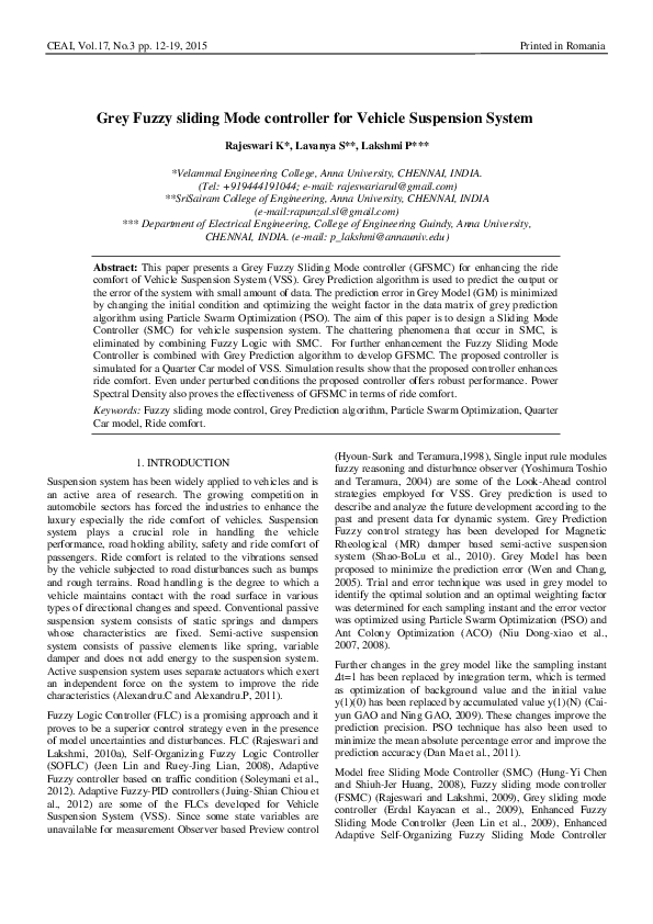 (PDF) Grey Fuzzy sliding Mode controller for Vehicle Suspension System