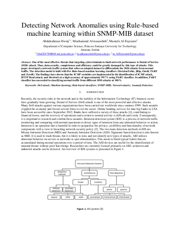 (PDF) Detecting Network Anomalies using Rule-based machine learning ...