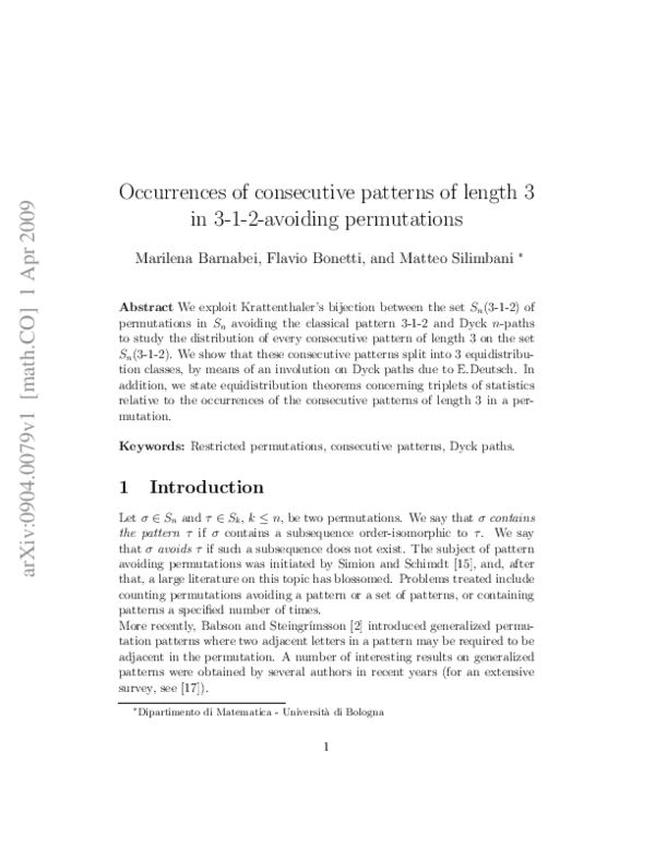 (PDF) The distribution of consecutive patterns of length 3 in $3\textrm ...