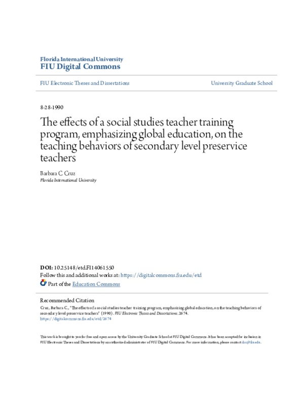 (PDF) The effects of a social studies teacher training program ...