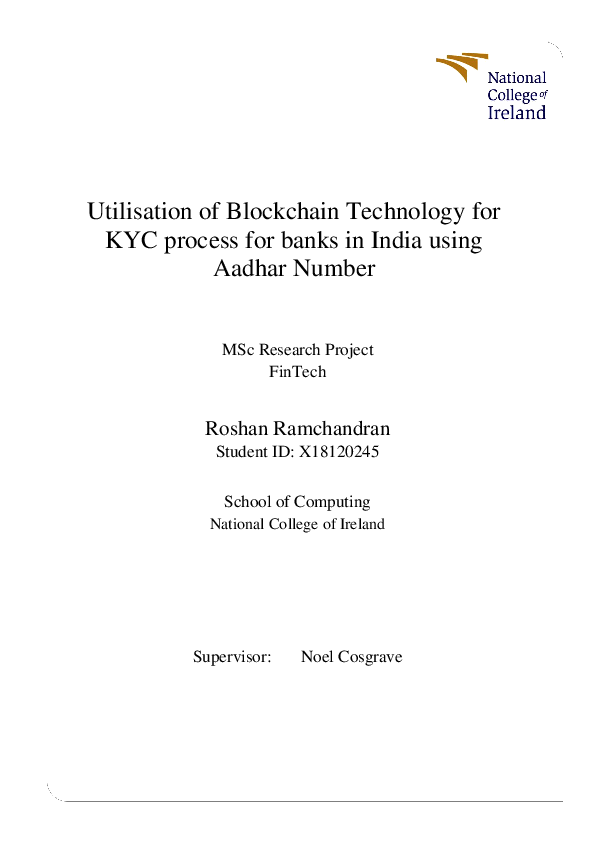 (PDF) Utilisation of Blockchain Technology for KYC process for banks in ...