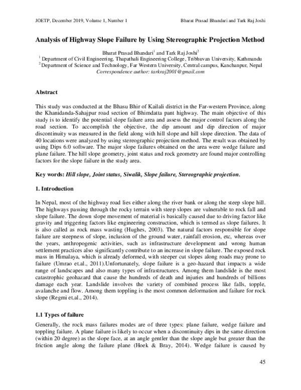 (PDF) Analysis of Highway Slope Failure by Using Stereographic ...