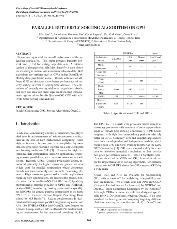 (PDF) Parallel butterfly sorting algorithm on GPU