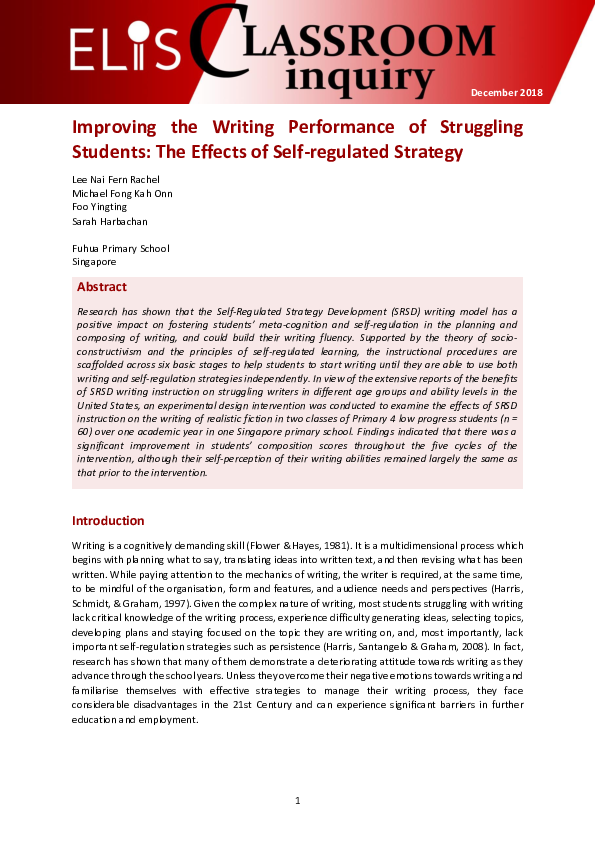 (PDF) Improving the Writing Performance of Struggling Students: The ...