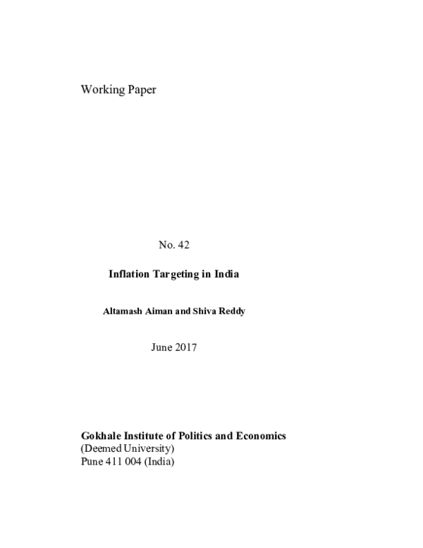 (PDF) Inflation targeting in India