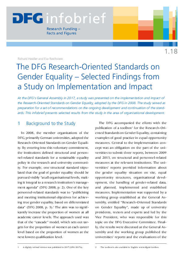 (PDF) The DFG Research-Oriented Standards on Gender Equality – Selected ...