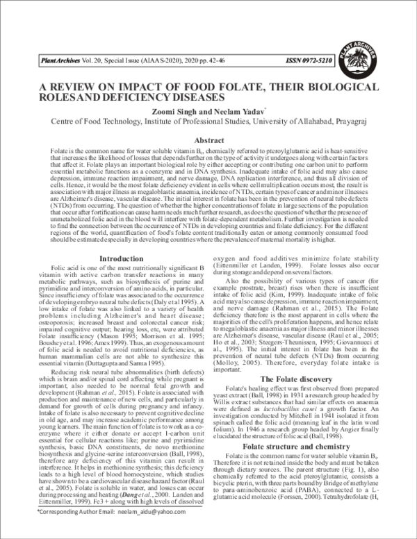 (PDF) A Review on Impact of Food Folate, Their Biological Roles and ...