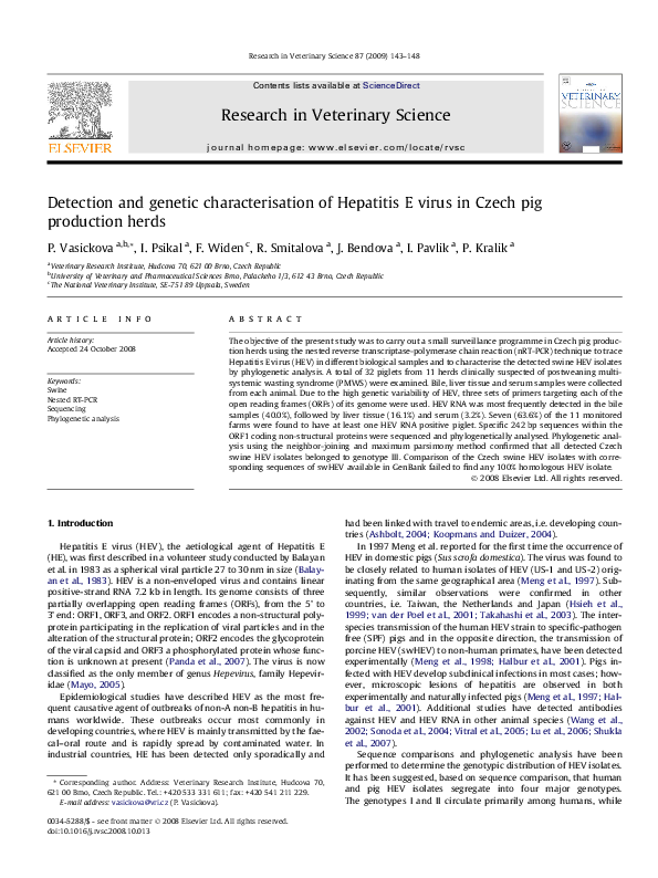 (PDF) Detection and genetic characterisation of Hepatitis E virus in ...