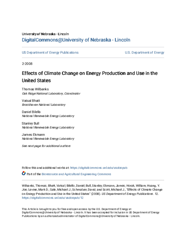 (PDF) Effects of Climate Change on Energy Production and Use in the ...