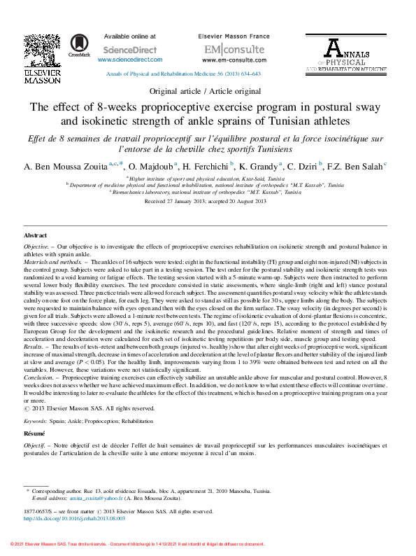 (PDF) The effect of 8-weeks proprioceptive exercise program in postural ...