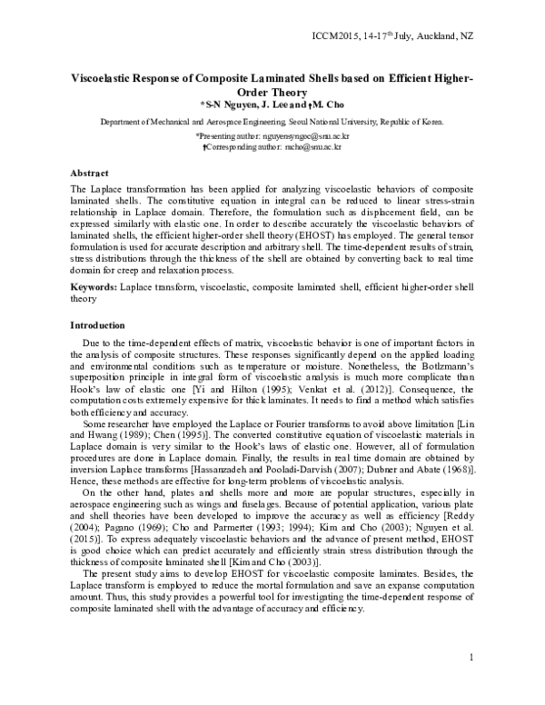 (PDF) Viscoelastic Response of Composite Laminated Shells Based on ...