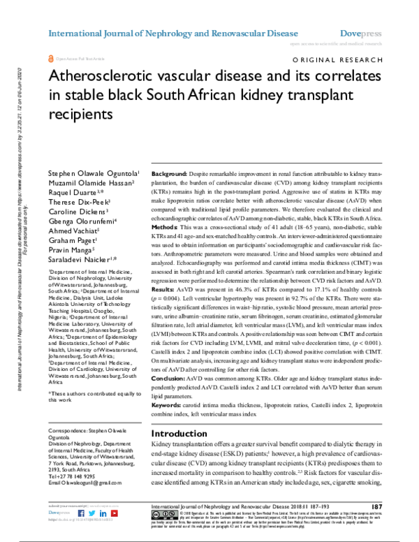 (PDF) Atherosclerotic vascular disease and its correlates in stable ...