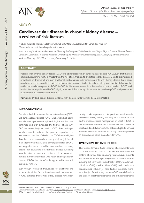 (PDF) Cardiovascular disease in chronic kidney disease – a review of ...